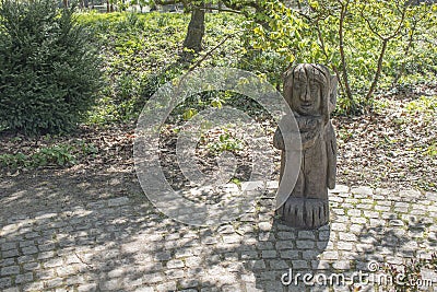 Dortmund, Ruhr Area, North Rhine Westphalia ,Germany - April 16 2018: Wooden sculputre at Romberg Park in BrÃ¼nninghausen Editorial Stock Photo