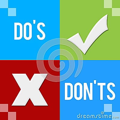 Dos And Donts Green Red Four Blocks Stock Photo