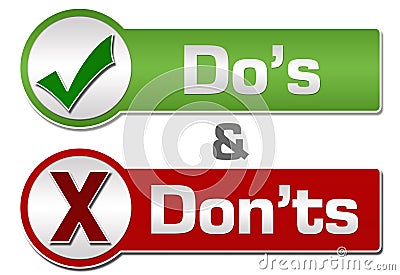 Dos Donts Red Green Button Style Stock Photo