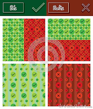 Dos and donts seamless pattern set Vector Illustration