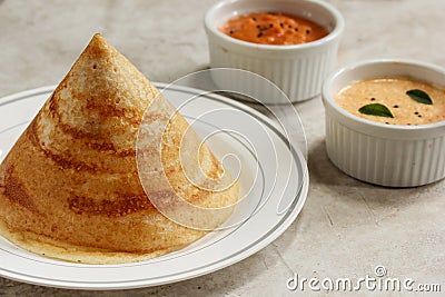 Dosa with chutney, south Indian breakfast Stock Photo