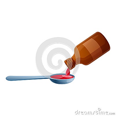 Dosage cough syrup icon, cartoon style Vector Illustration