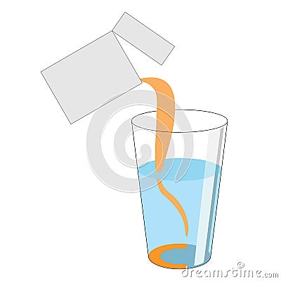 A dose of powder with vitamin C is poured out of the package int Vector Illustration