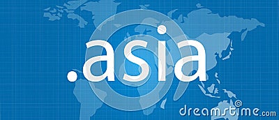 Dot .asia map blue vector domain concept Vector Illustration