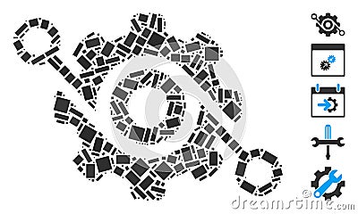 Dot Collage Gear Solution Stock Photo