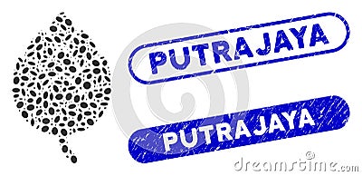 Dot Collage Hop Bud with Distress Putrajaya Stamps Stock Photo