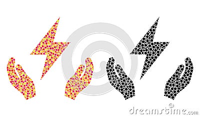 Dot Electricity Maintenance Hands Mosaic Icons Vector Illustration