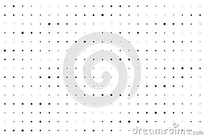 Dot grid halftone seamless pattern. Different sized round points background. Abstract monochrome retro texture. Dotty Vector Illustration