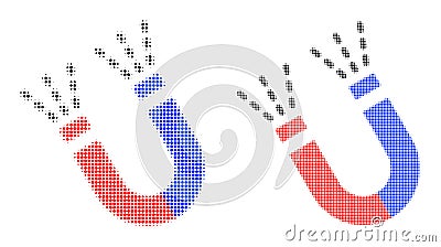 Dot Halftone Magnet Force Icon Vector Illustration