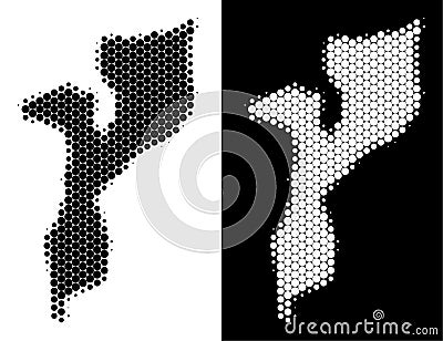 Dot Halftone Mozambique Map Vector Illustration