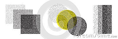 Dot halftone square, rectangular and round gradient. Half tone texture background Vector Illustration