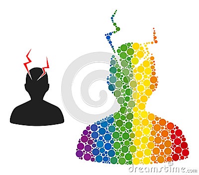 Dot Head Migrain Sick Mosaic Icon of LGBT-Colored Spheres Vector Illustration