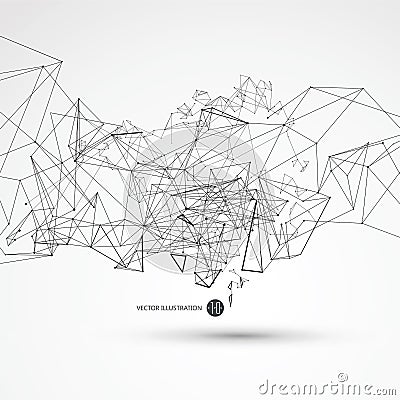 Dot line connected to the abstract graphics, the meaning of network connection. Stock Photo