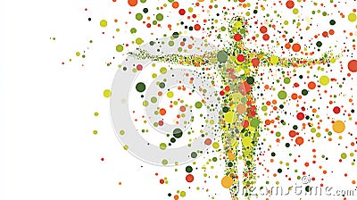 Dot Matrix Vitruvian Man. Generative AI Cartoon Illustration