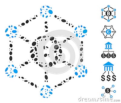 Dot Mosaic Bitcoin Euro Network Stock Photo