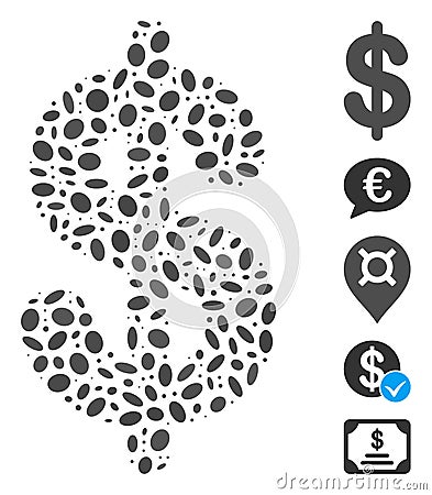 Hatch Collage Dollar Icon Vector Illustration