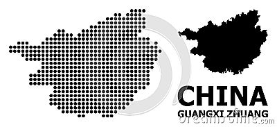 Dot Mosaic Map of Guangxi Zhuang Region Cartoon Illustration