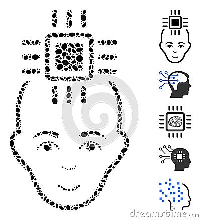 Dot Mosaic Neural Computer Interface Stock Photo