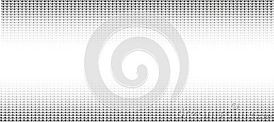 Dot pattern with top and bottom halftone effect. Fade background. Linear dotted print. Black white pop art gradient Vector Illustration