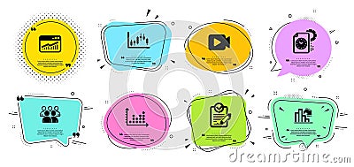 Dot plot, Decreasing graph and Video camera icons set. Vector Vector Illustration
