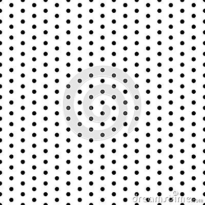 Dot seamless pattern. Points texture. Polka dots background. Simple small geometric dotty. Grid point. Repeated black and white po Vector Illustration