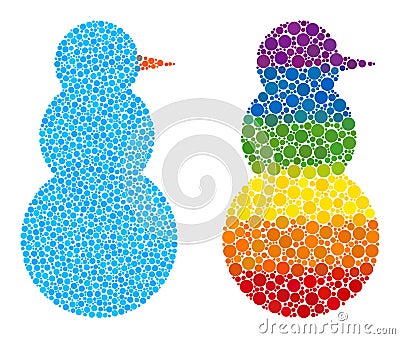 Dot Snow Man Mosaic Icon of Bright Spheric Dots Vector Illustration