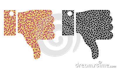 Dot Thumb Down Mosaic Icons Vector Illustration