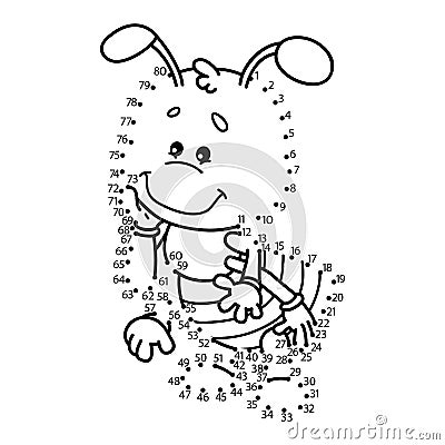 Dot to dot ant game. Vector Illustration