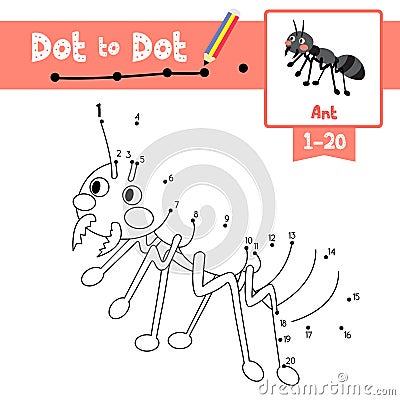 Dot to dot educational game and Coloring book Black ants vector illustration Vector Illustration