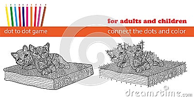 Dot to dot game. Coloring and dot to dot educational game for adults and kids. Stock Photo