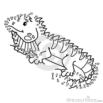 Dot to dot iguana game. Vector Illustration