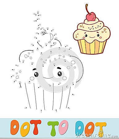 Dot to dot puzzle. Connect dots game. cake vector illustration Vector Illustration