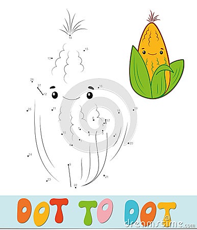 Dot to dot puzzle. Connect dots game. corn vector illustration Vector Illustration