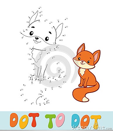 Dot to dot puzzle. Connect dots game. fox vector illustration Vector Illustration
