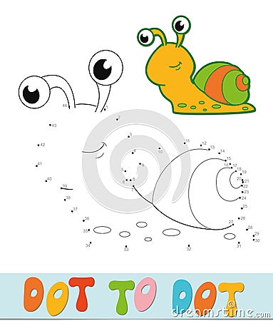 Dot to dot puzzle. Connect dots game. snail vector illustration Vector Illustration