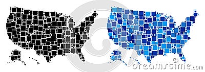 Dot USA With Alaska Map with Blue Variant Vector Illustration