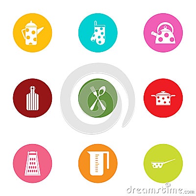 Dote icons set, flat style Vector Illustration