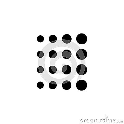 Dots Decreased from one corner to another. Flat Vector Icon illustration. Simple black symbol on white background. Dots from small Vector Illustration