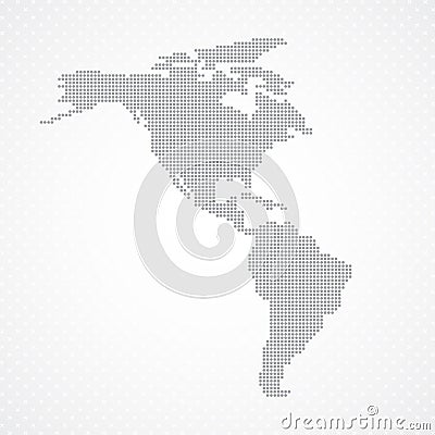 Dots Grey North and South America map background Vector Illustration