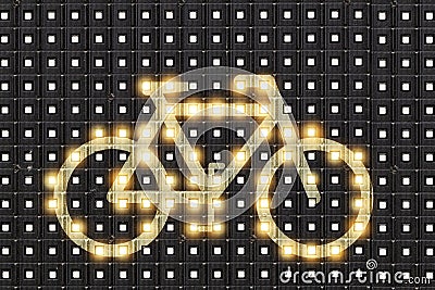 Dots matrix led diplay with illuminated symbol of bicycle Stock Photo