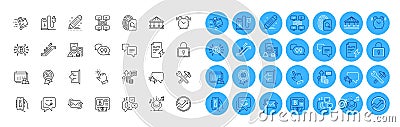 Dots message, Delivery and Bitcoin atm line icons pack. For web app. Color icon buttons. Vector Stock Photo