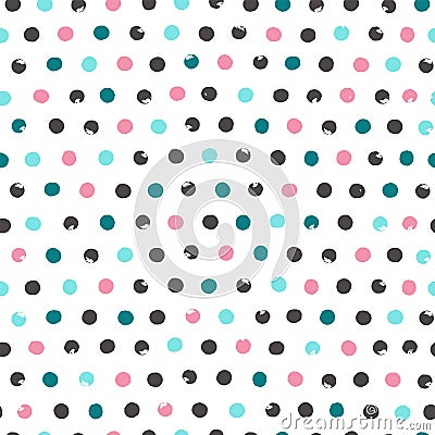 Dots seamless pattern. Colorful polka dot. Hand drawn vector Vector Illustration