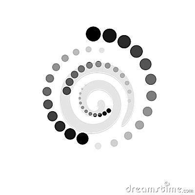 DOTS IN SPIRAL. HALFTONE DESIGN ELEMENTS. ISOLATED VECTOR ON WHITE BACKGROUND Vector Illustration