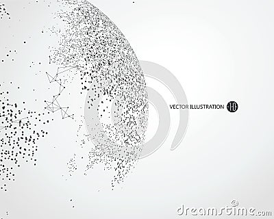 Dots three-dimensional map of the world, abstract graphics. Stock Photo