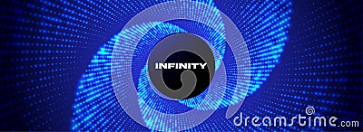 Dots vortex. Speed of light, neon glowing twisted background. Glowing dots spiral. Swirling particle sructure. Air flow Vector Illustration