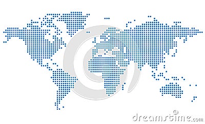 Dots world map on white background, vector illustration Vector Illustration