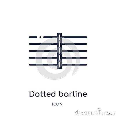 Dotted barline icon from music and media outline collection. Thin line dotted barline icon isolated on white background Vector Illustration