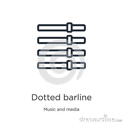 Dotted barline icon. Thin linear dotted barline outline icon isolated on white background from music and media collection. Line Vector Illustration