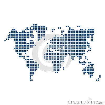 Dotted Blue World Map Isolated on White. Vector Vector Illustration