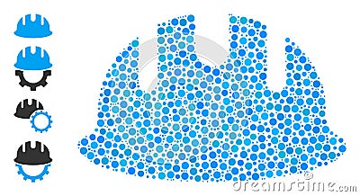 Dotted Builder Hardhat Mosaic of Circles with Other Icons Stock Photo